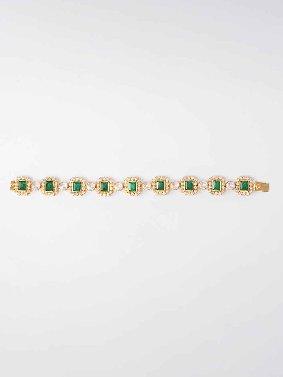 Nur Jahan Halo Polki bracelet color - emerald green