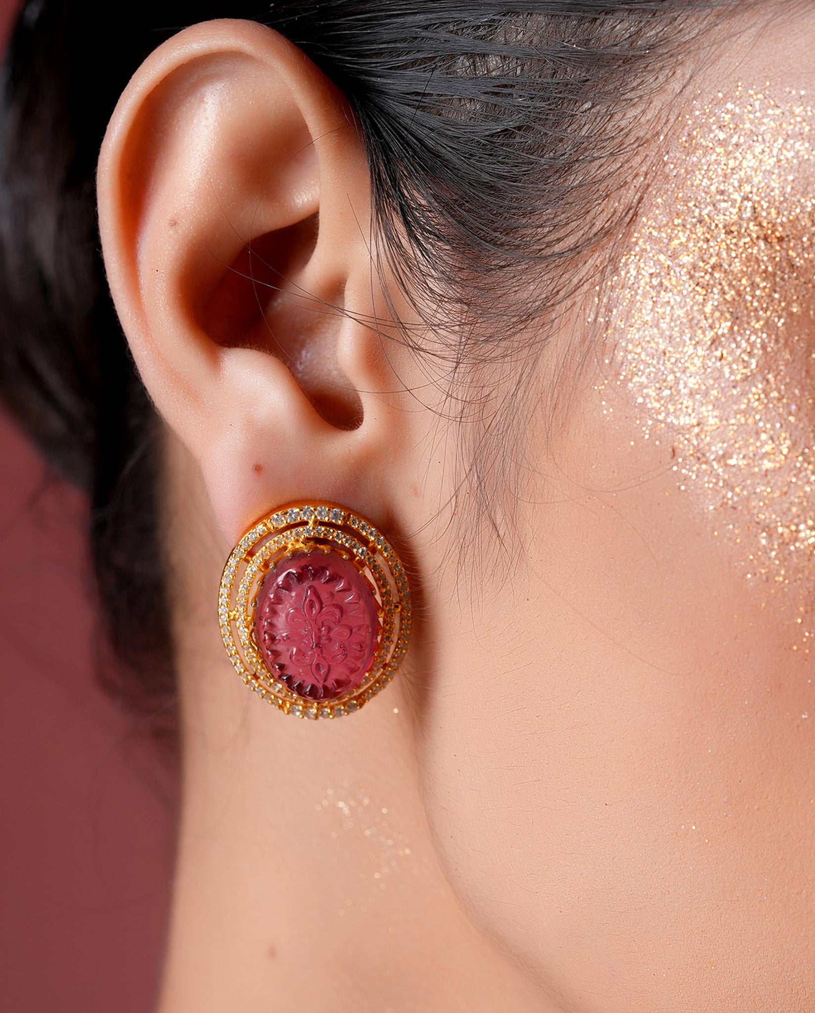 Shirin Serenity Studs Light Ruby Red