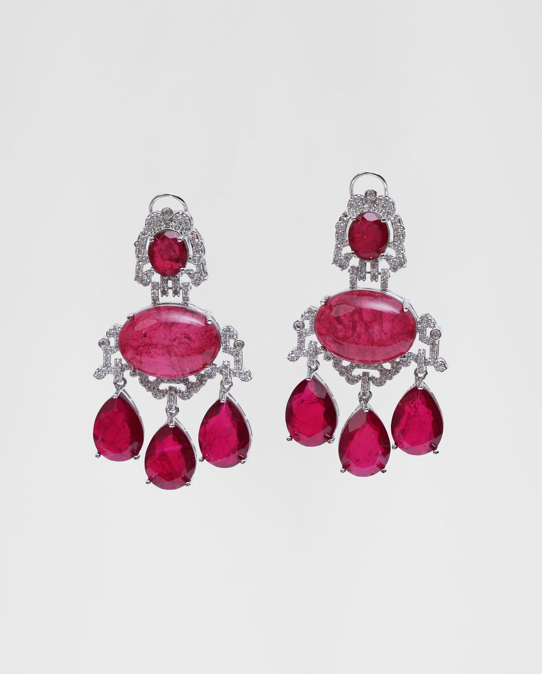 Verdant Royalty Earrings Ruby Red Color